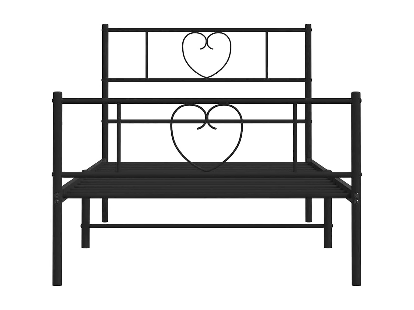 Cadre de lit métal sans matelas avec pied de lit noir 90x190 cm