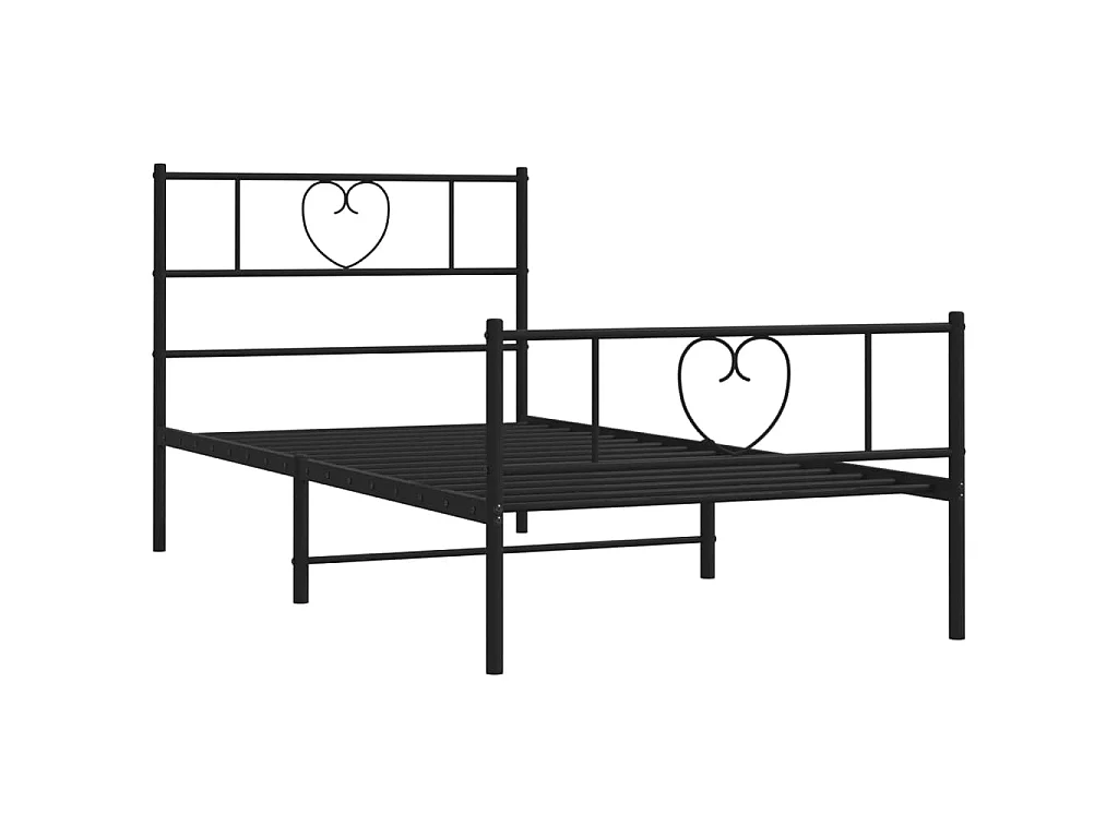 Cadre de lit métal sans matelas avec pied de lit noir 90x190 cm