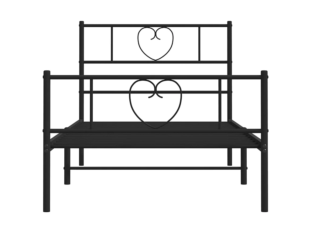 Cadre de lit métal sans matelas avec pied de lit noir 90x190 cm