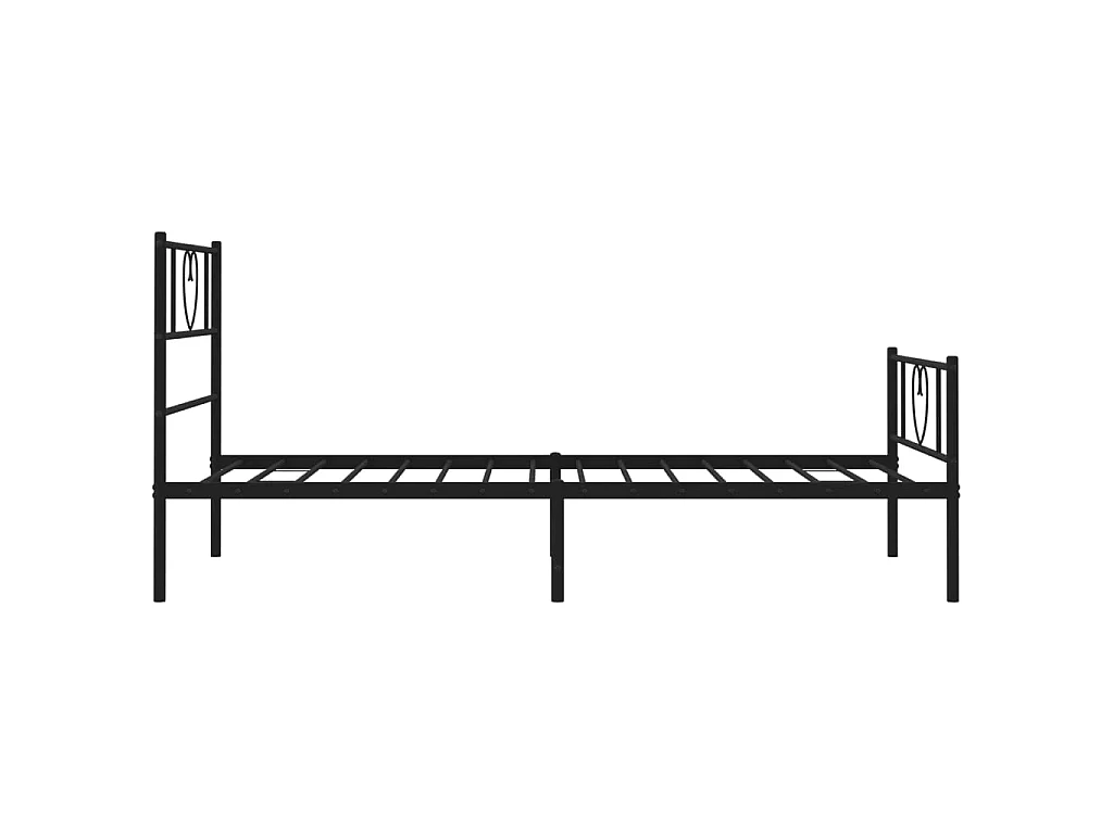 Cadre de lit métal sans matelas avec pied de lit noir 90x190 cm