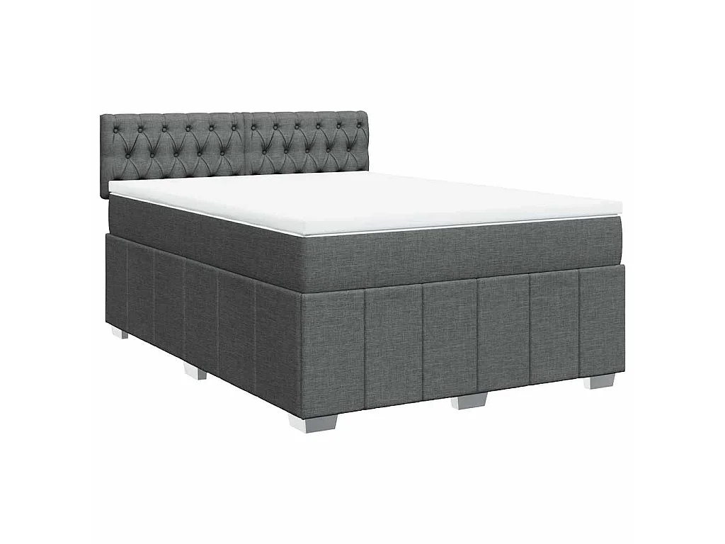 Boxspring met matras stof donkergrijs 140x200 cm