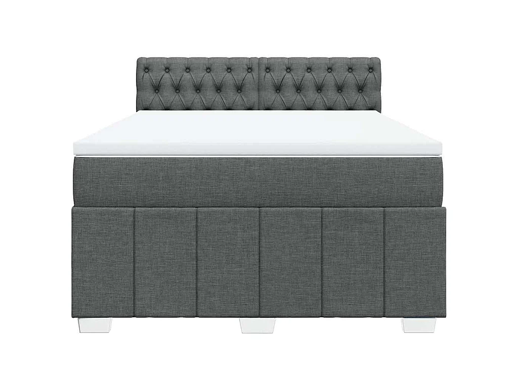 Boxspring met matras stof donkergrijs 140x200 cm