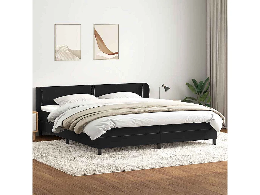 Sommier à lattes de lit avec matelas noir 180x220 cm velours