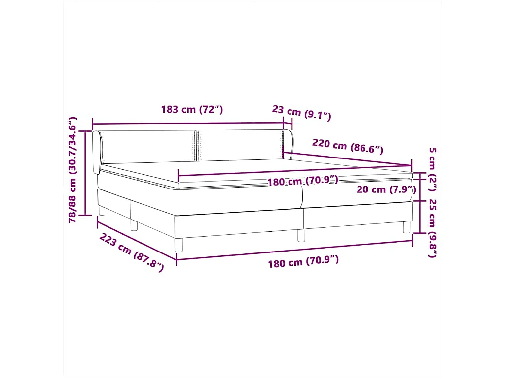 Sommier à lattes de lit avec matelas noir 180x220 cm velours