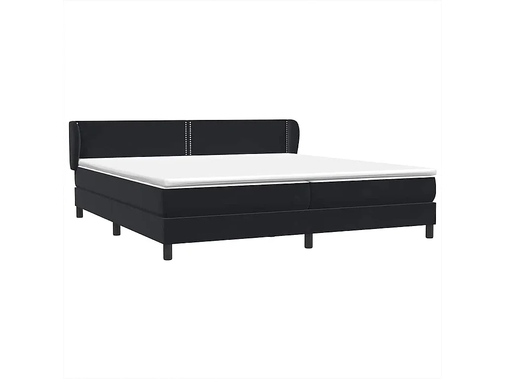 Sommier à lattes de lit avec matelas noir 180x220 cm velours