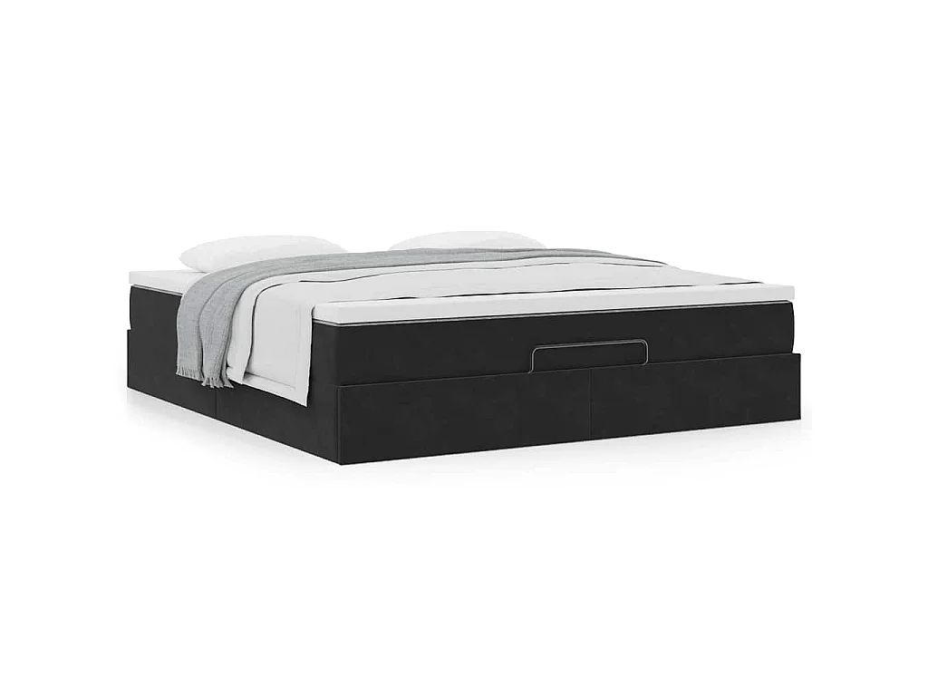 Estructura de cama otomana con colchón negra 160x200 cm