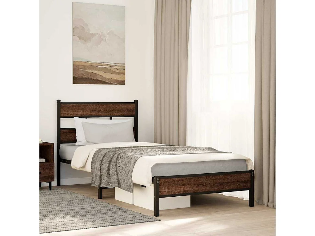 Cadre de lit sans matelas chêne marron 90x200cm bois ingénierie