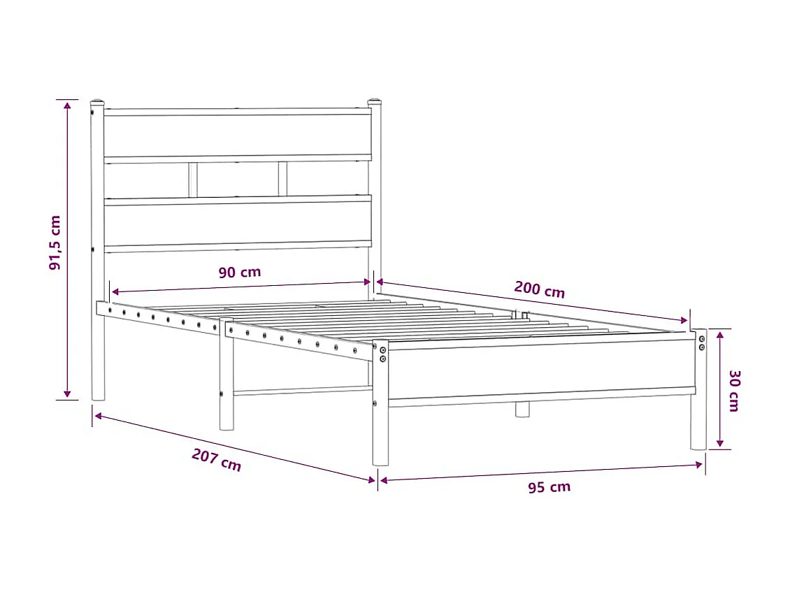Cadre de lit sans matelas chêne marron 90x200cm bois ingénierie