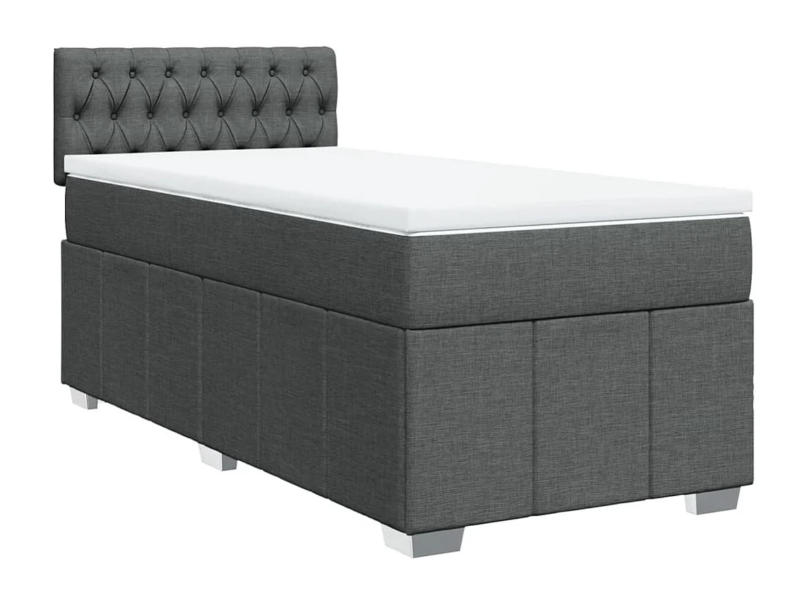 Sommier à lattes de lit et matelas Gris foncé 90x190 cm Tissu