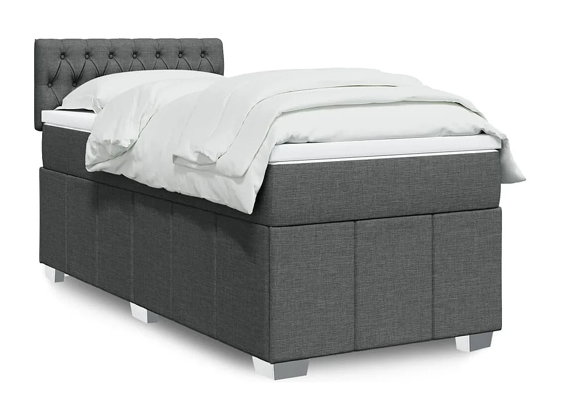 Sommier à lattes de lit et matelas Gris foncé 90x190 cm Tissu