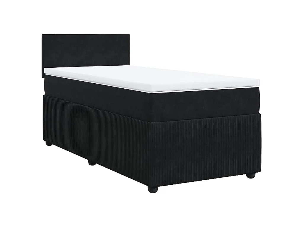 Boxspring met matras fluweel zwart 90x200 cm