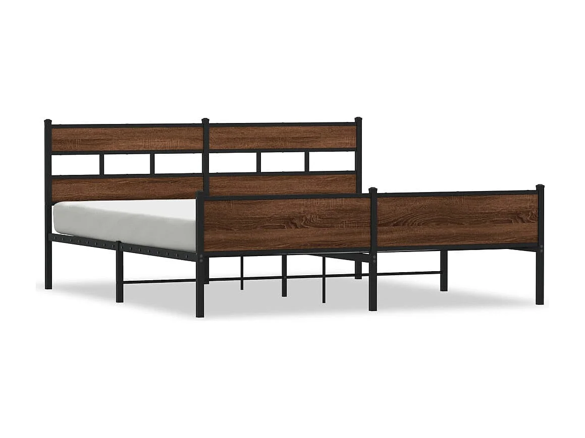 Estructura de cama sin colchón metal roble marrón 180x200 cm
