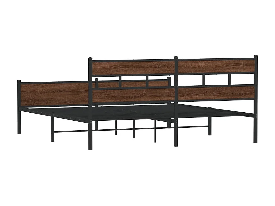 Estructura de cama sin colchón metal roble marrón 180x200 cm