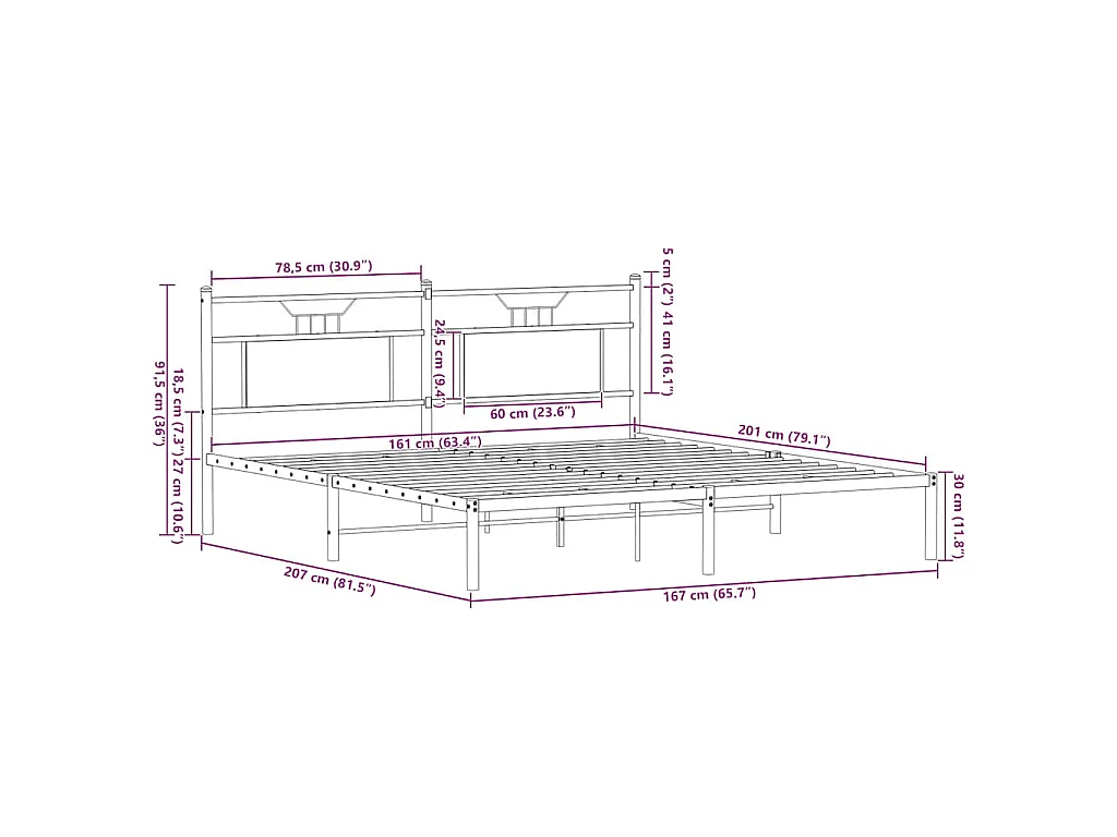 Bettgestell ohne Matratze Sonoma-Eiche 160x200 cm Holzwerkstoff