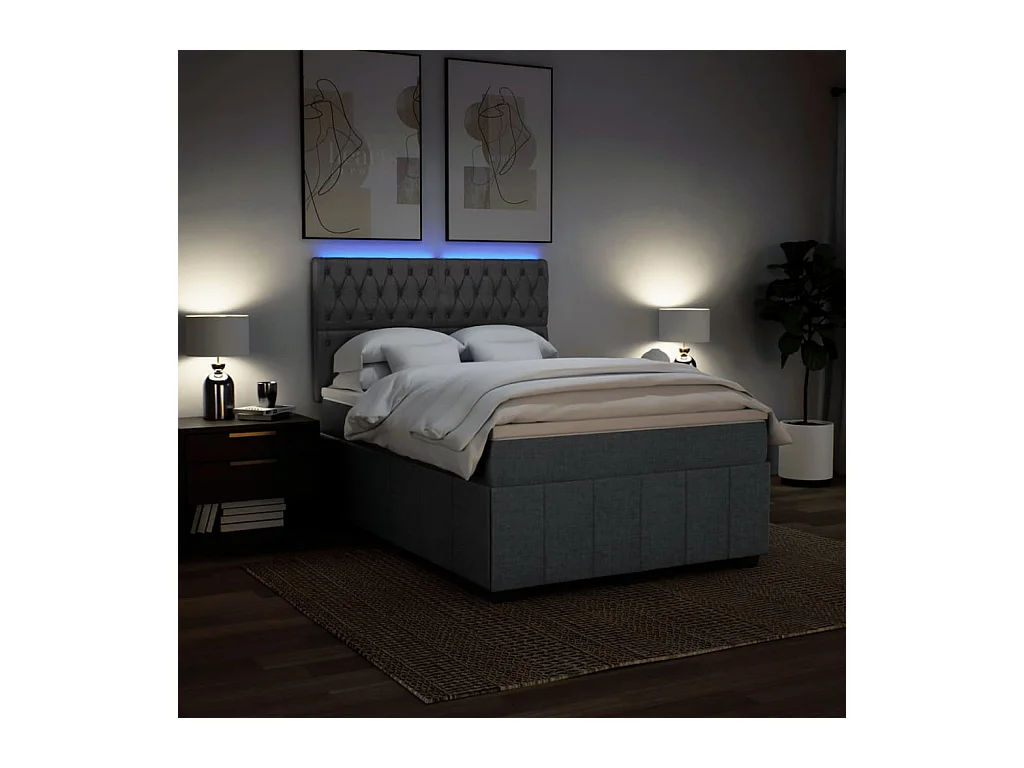 Sommier à lattes de lit avec matelas Gris foncé 160x200cm Tissu