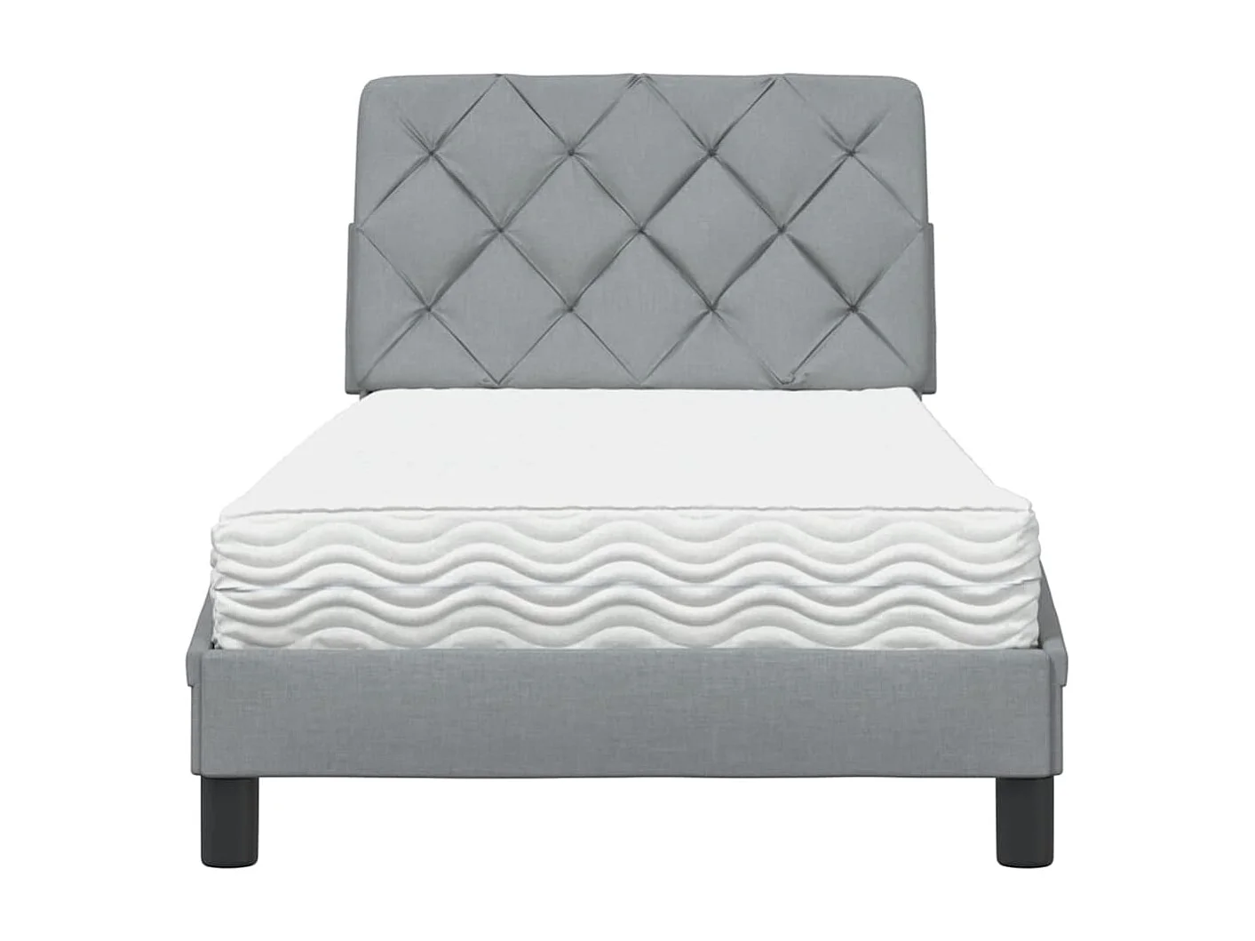Cama con colchón tela gris claro 90x190 cm