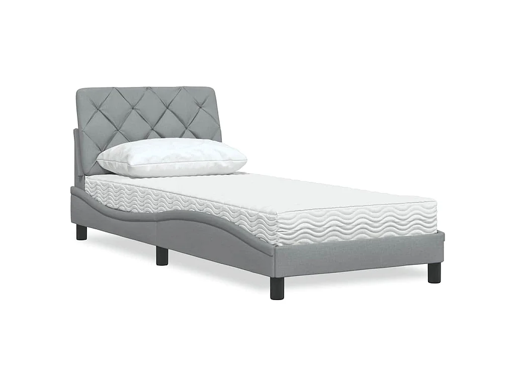 Bed met matras stof lichtgrijs 90x190 cm