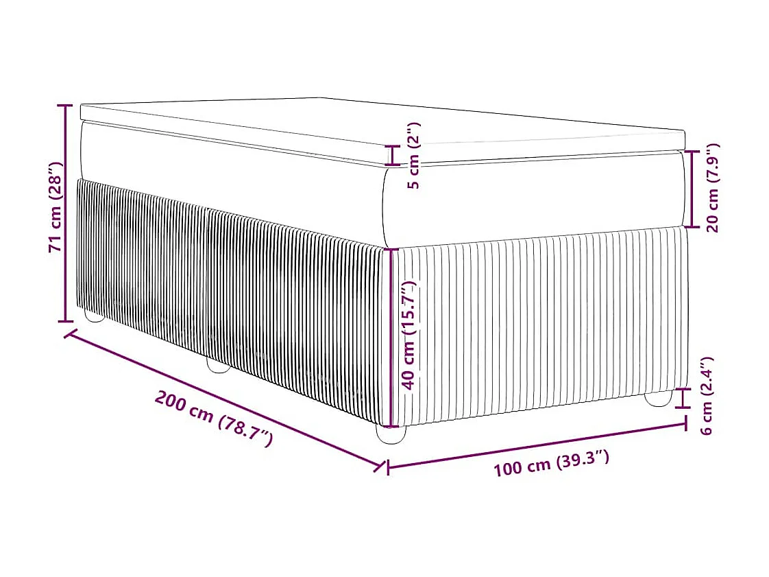 Boxspringbett mit Matratze Dunkelbraun 100x200 cm Stoff
