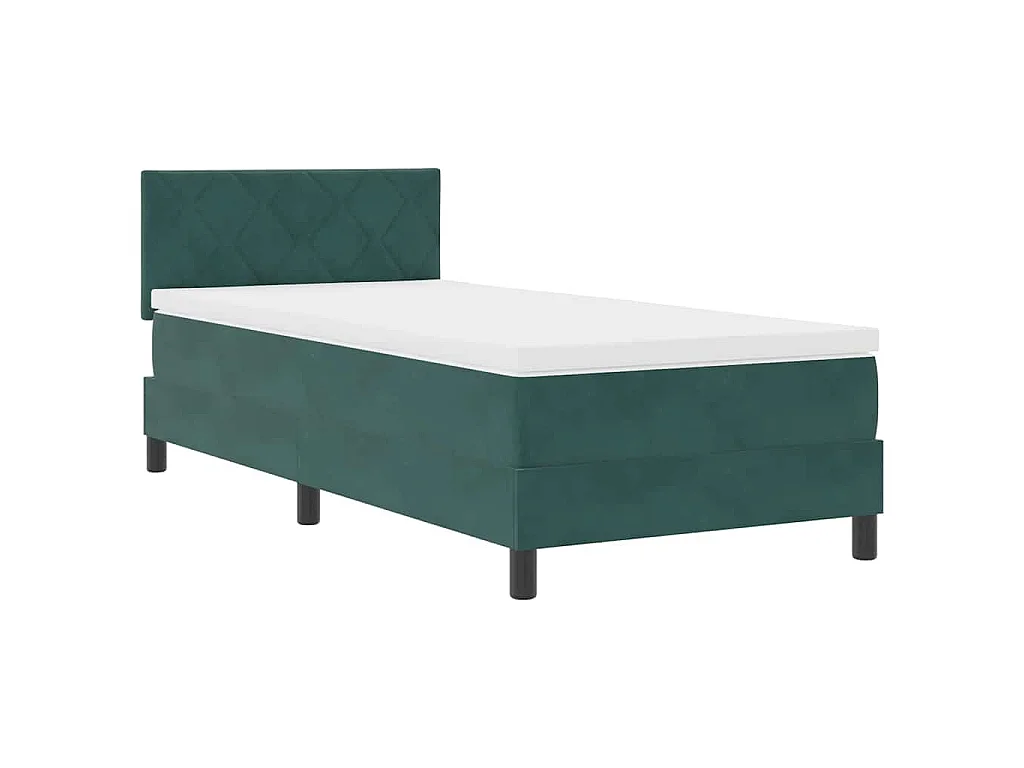 Cama tipo Box Spring Verde oscuro 90 x 200 cm Terciopelo