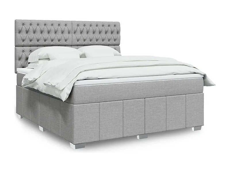 Boxspringbett mit Matratze Hellgrau 180x200 cm Stoff