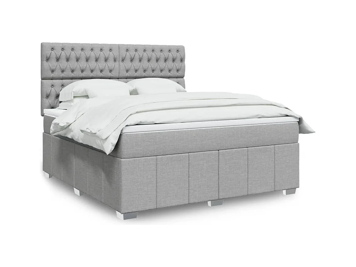 Boxspringbett mit Matratze Hellgrau 180x200 cm Stoff