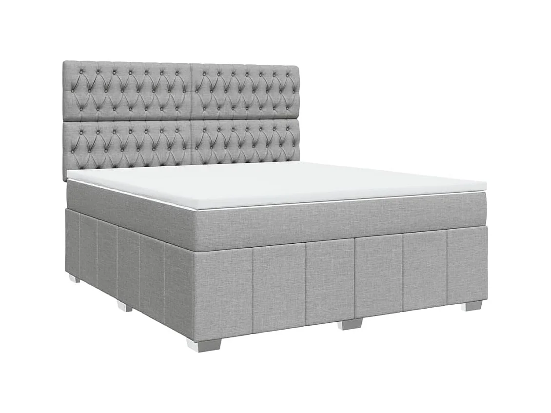 Boxspringbett mit Matratze Hellgrau 180x200 cm Stoff