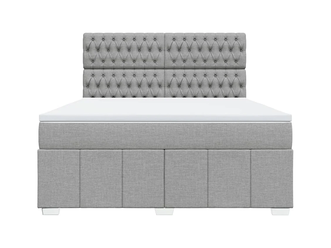 Boxspringbett mit Matratze Hellgrau 180x200 cm Stoff