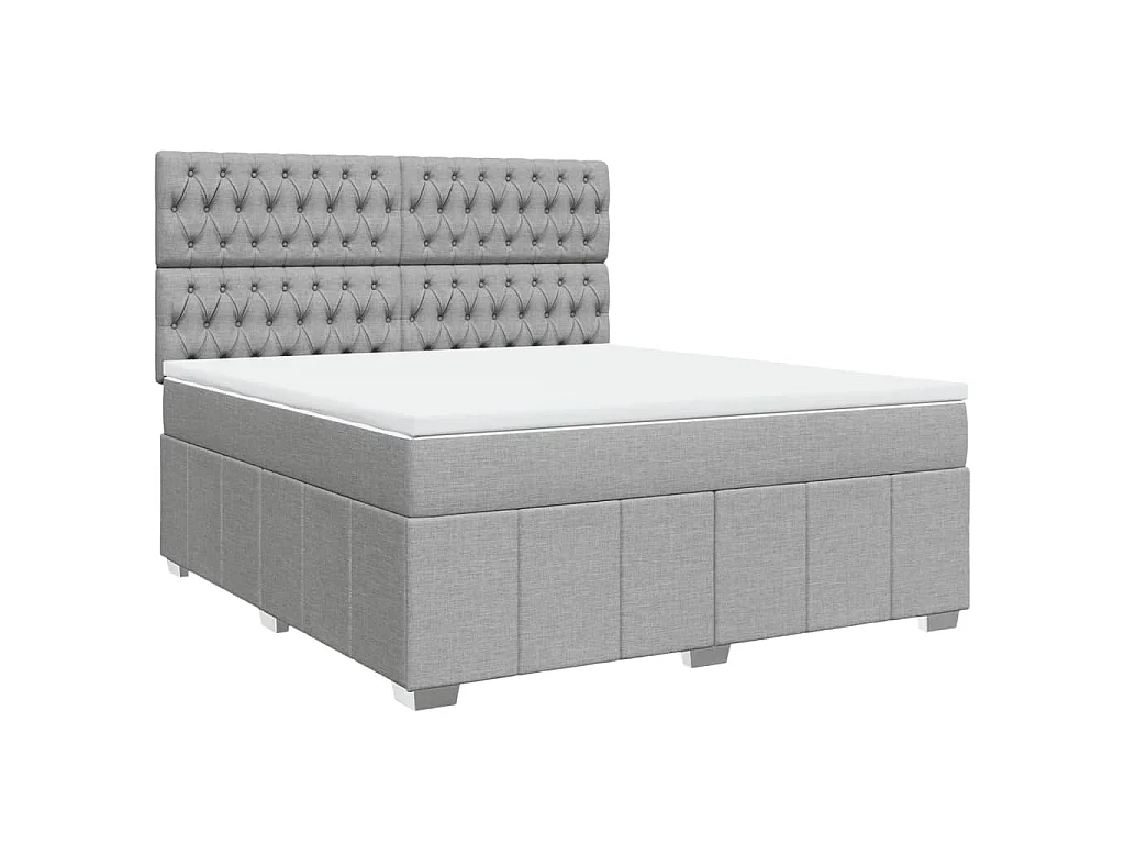 Boxspringbett mit Matratze Hellgrau 180x200 cm Stoff