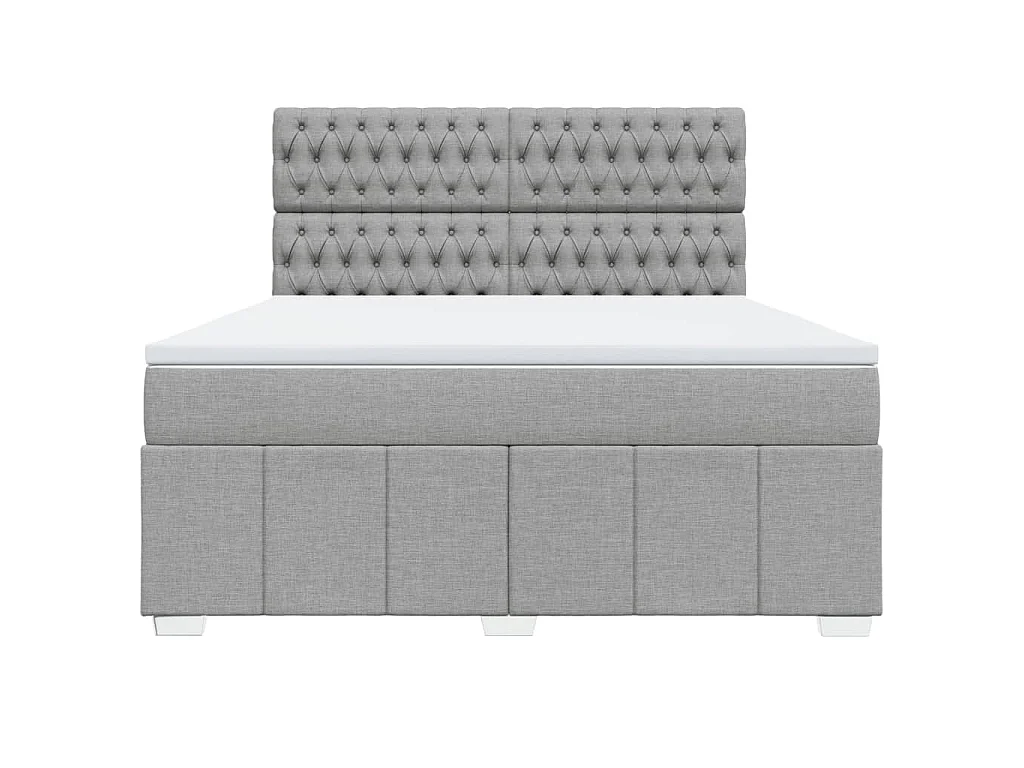 Boxspringbett mit Matratze Hellgrau 180x200 cm Stoff