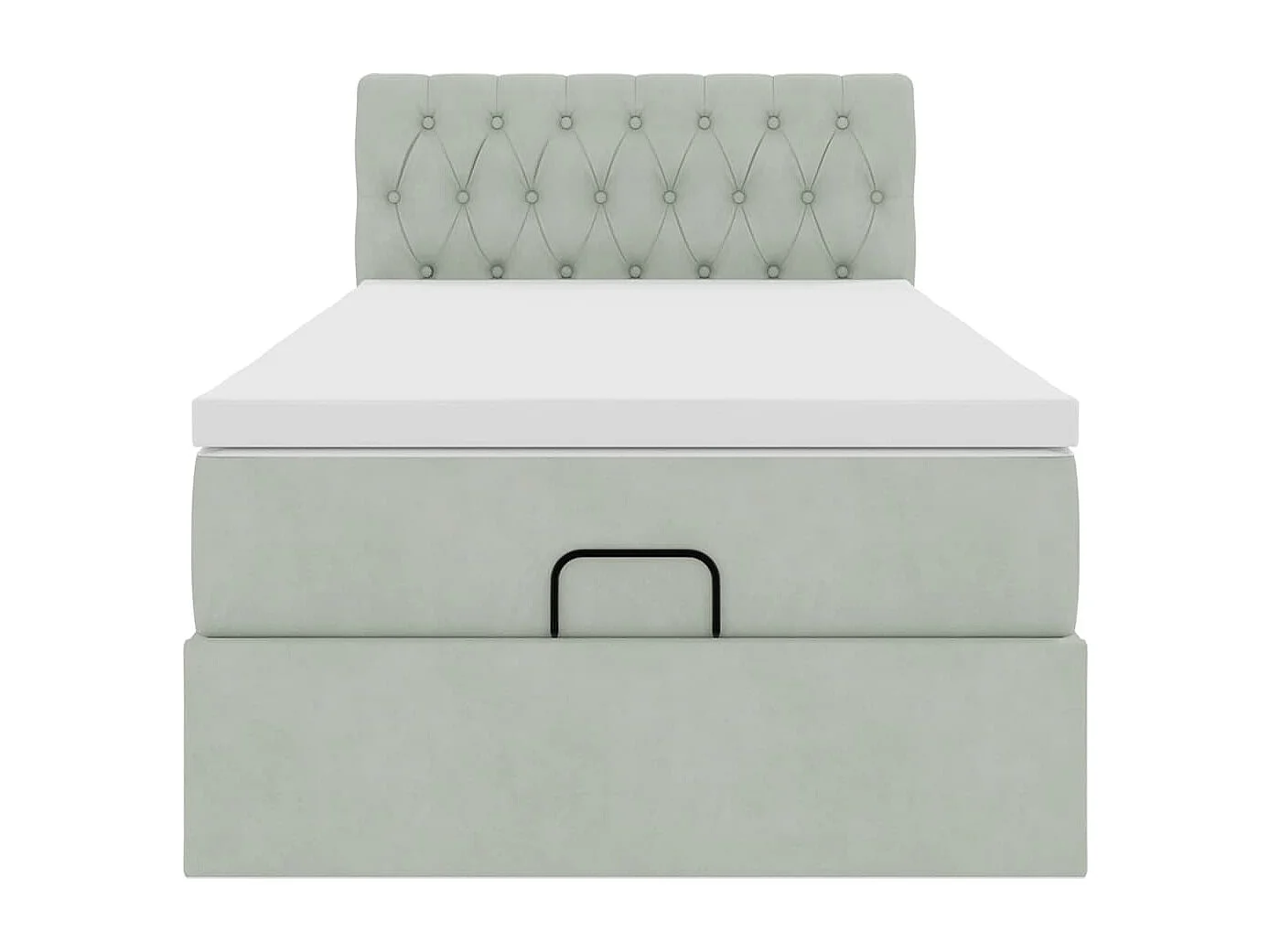 Cadre de lit ottoman et matelas gris clair 100x200 cm velours