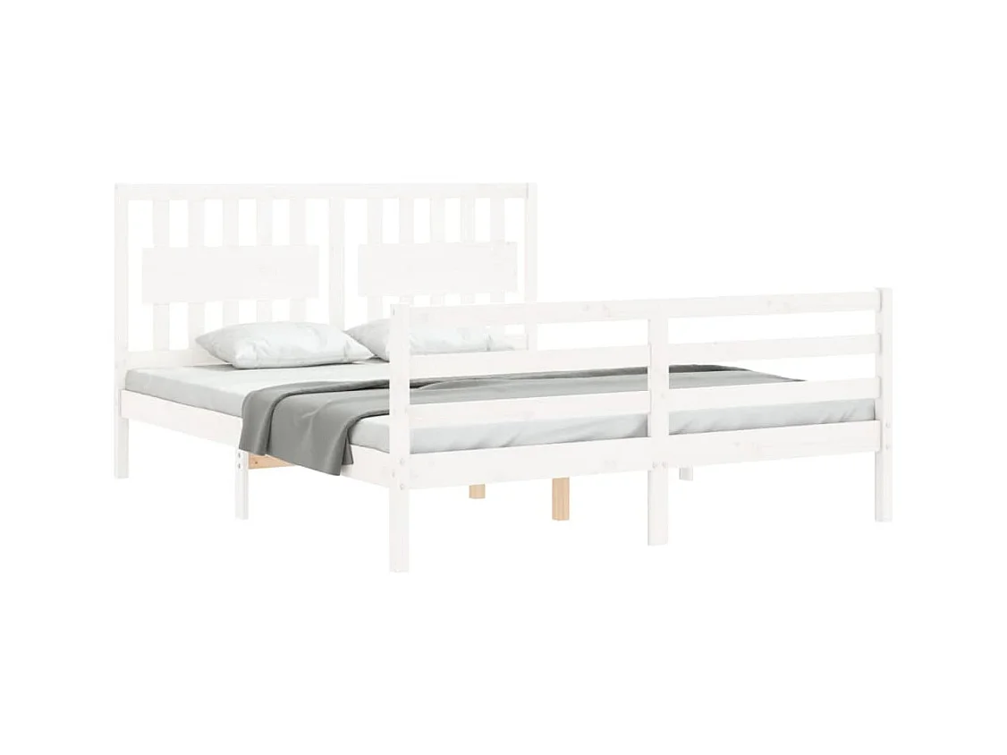 Cadre de lit sans matelas blanc 160x200 cm bois massif