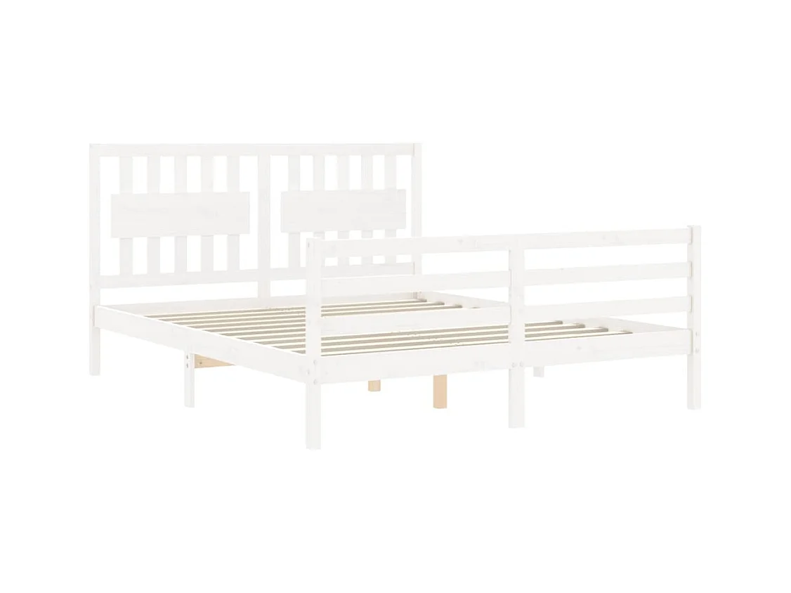Cadre de lit sans matelas blanc 160x200 cm bois massif