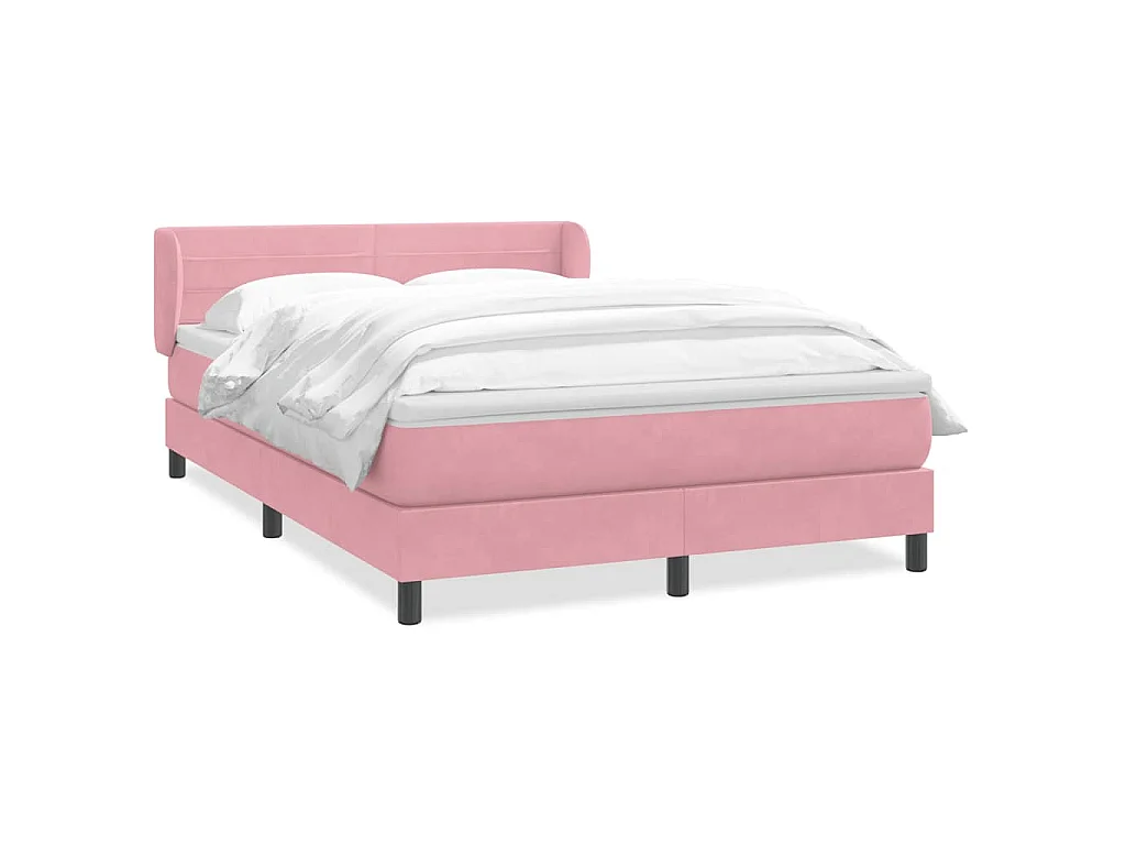 Sommier à lattes de lit avec matelas rose 140x210 cm velours