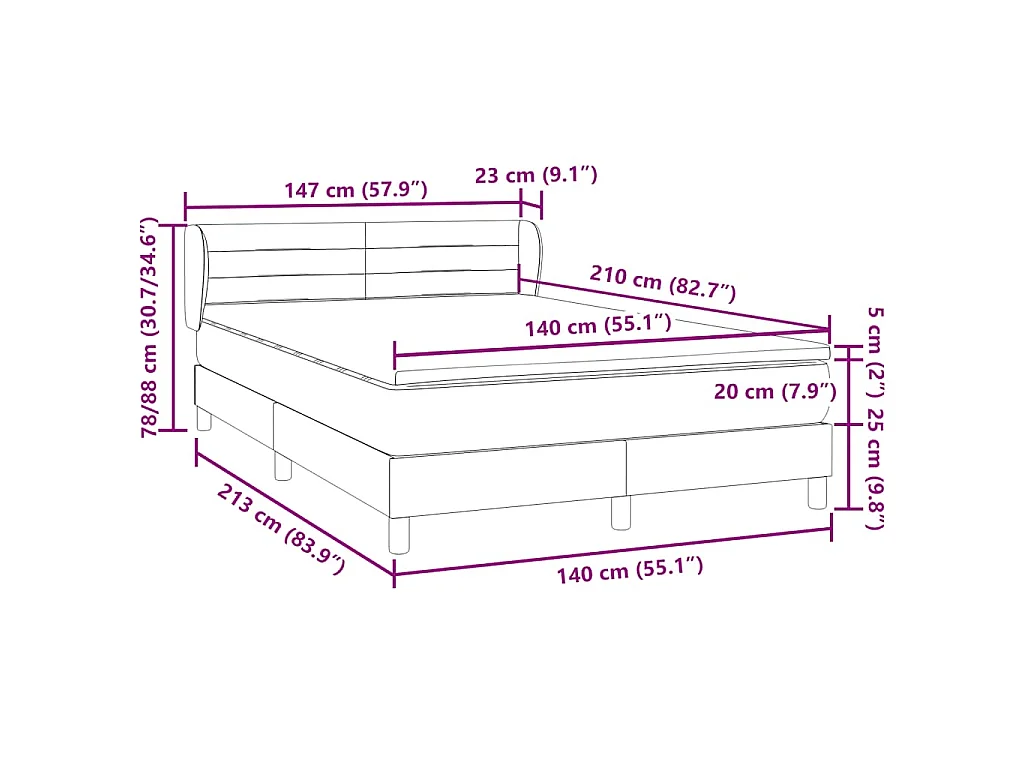 Sommier à lattes de lit avec matelas rose 140x210 cm velours