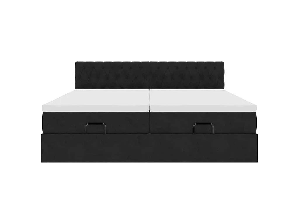 Struttura Letto Pouf con Materassi Nero 160x200 cm in Velluto