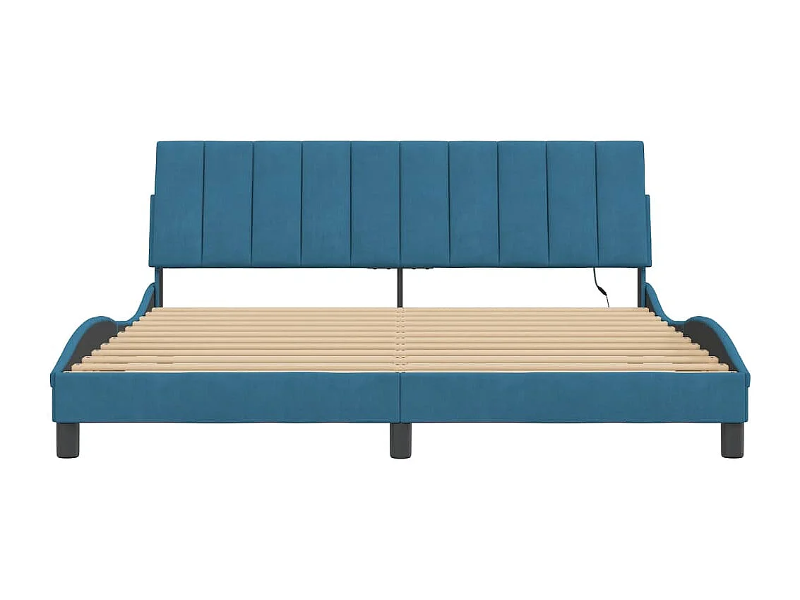 Cadre de lit avec LED sans matelas Hanko bleu 180x200 cm velours