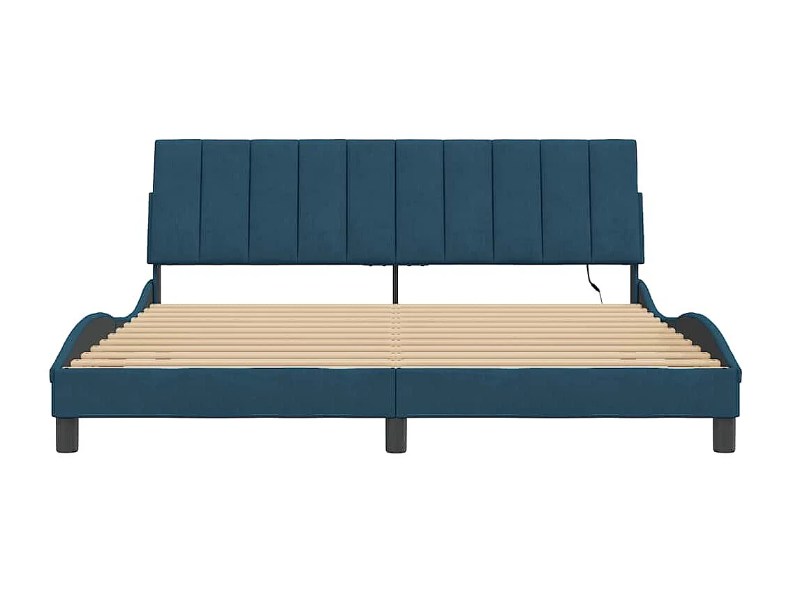 Cadre de lit avec LED sans matelas Hanko bleu 180x200 cm velours