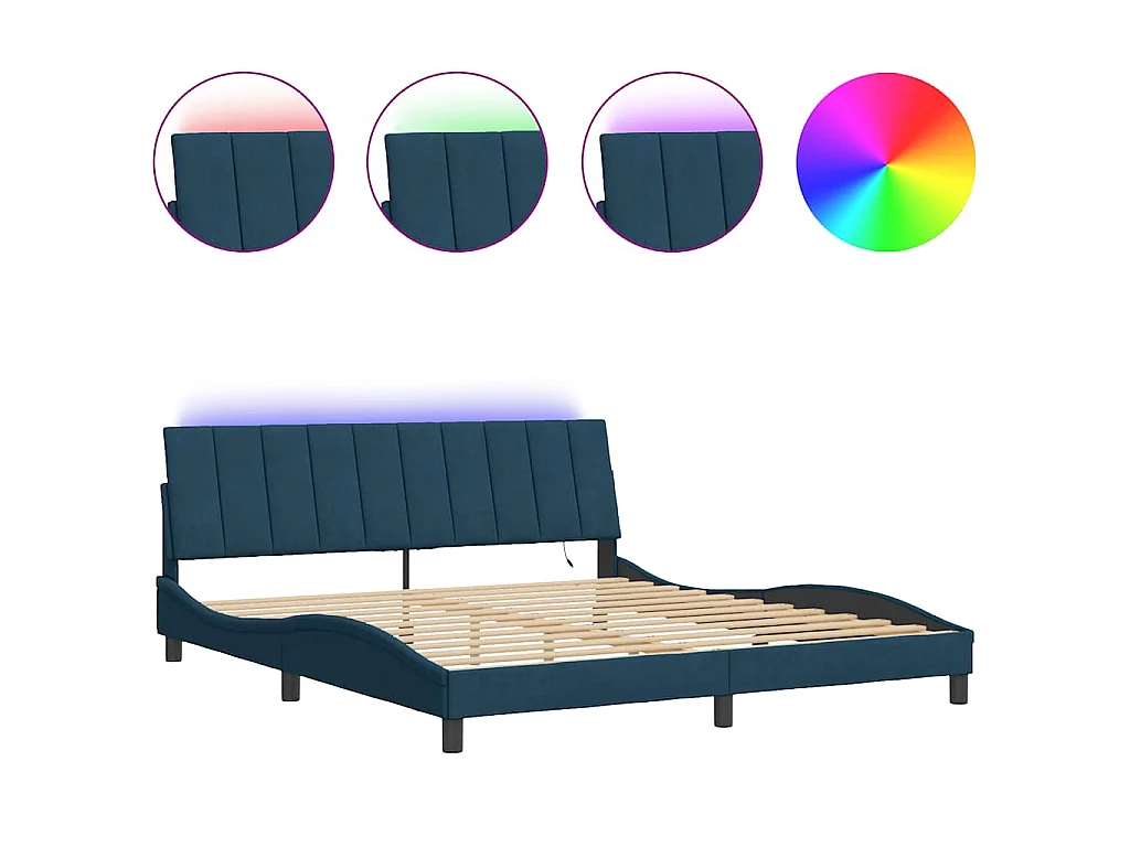 Bedframe met LED zonder matras "Hanko"  fluweel blauw 180x200 cm