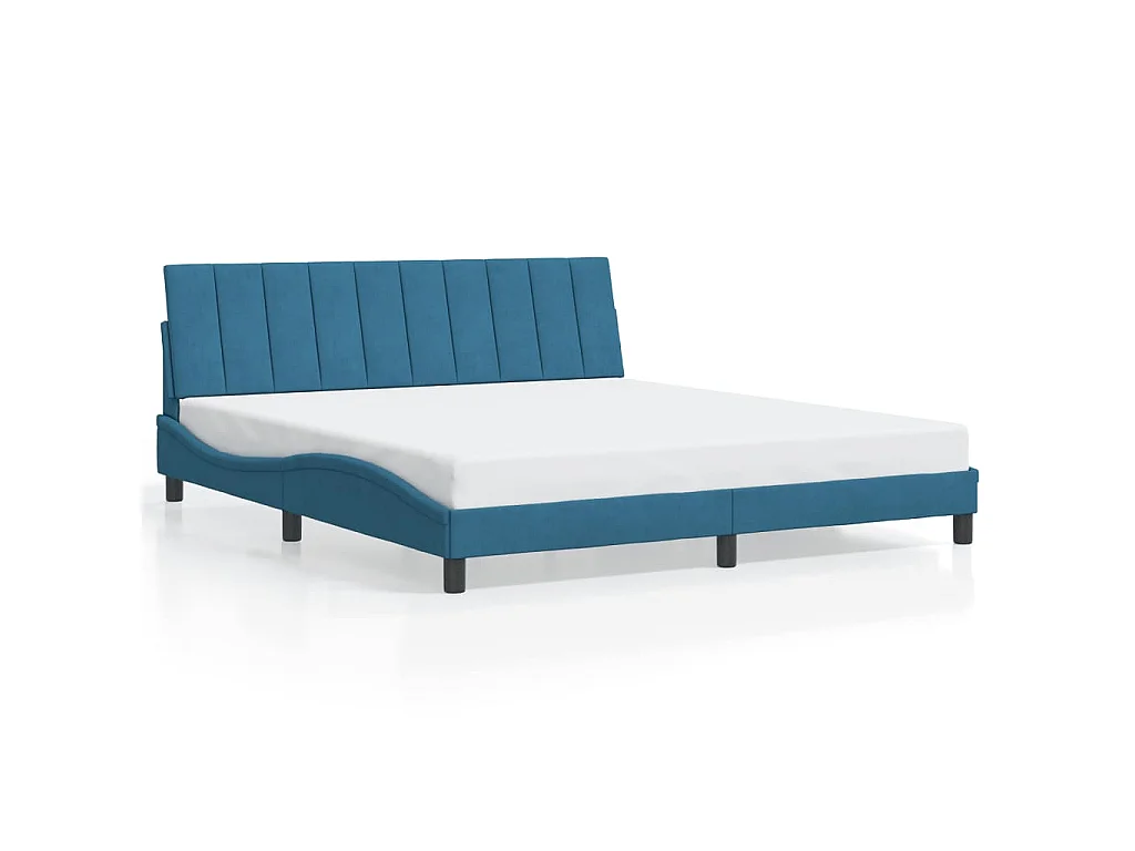 Bedframe met LED zonder matras "Hanko"  fluweel blauw 180x200 cm