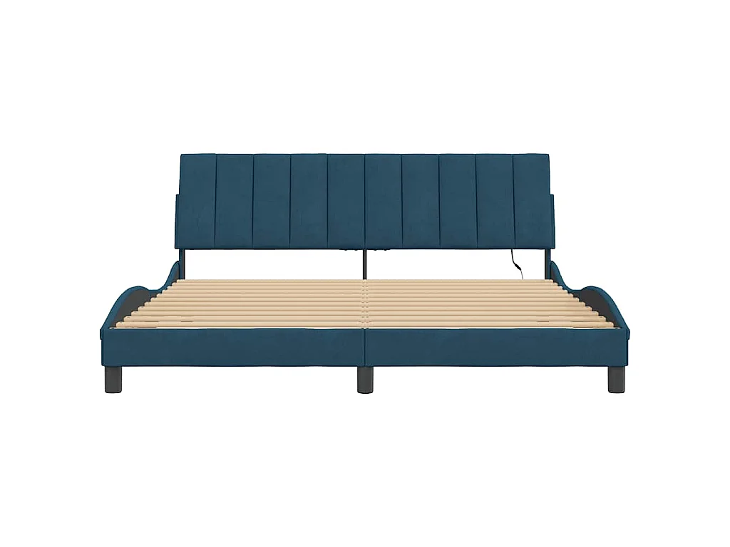 Bedframe met LED zonder matras "Hanko"  fluweel blauw 180x200 cm