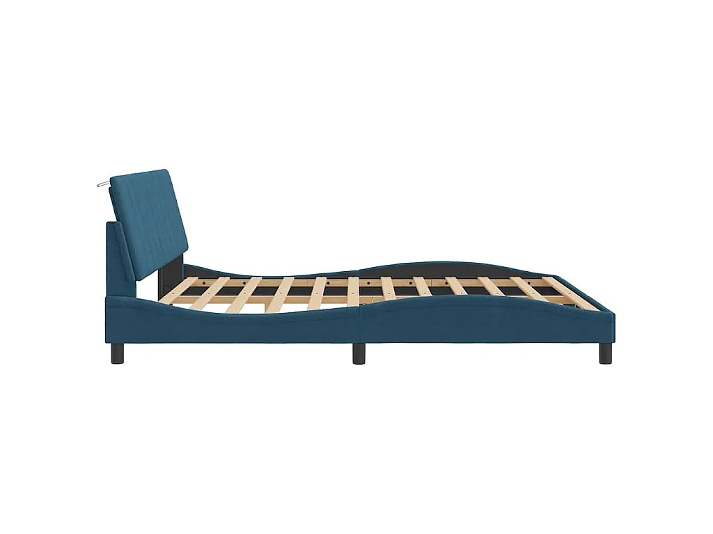 Bedframe met LED zonder matras "Hanko"  fluweel blauw 180x200 cm