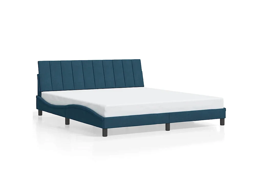Bedframe met LED zonder matras "Hanko" fluweel blauw 180x200 cm