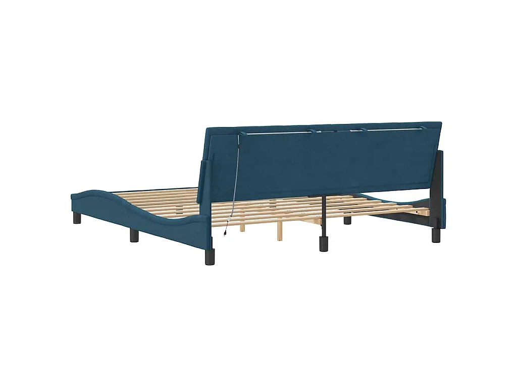 Bedframe met LED zonder matras "Hanko" fluweel blauw 180x200 cm