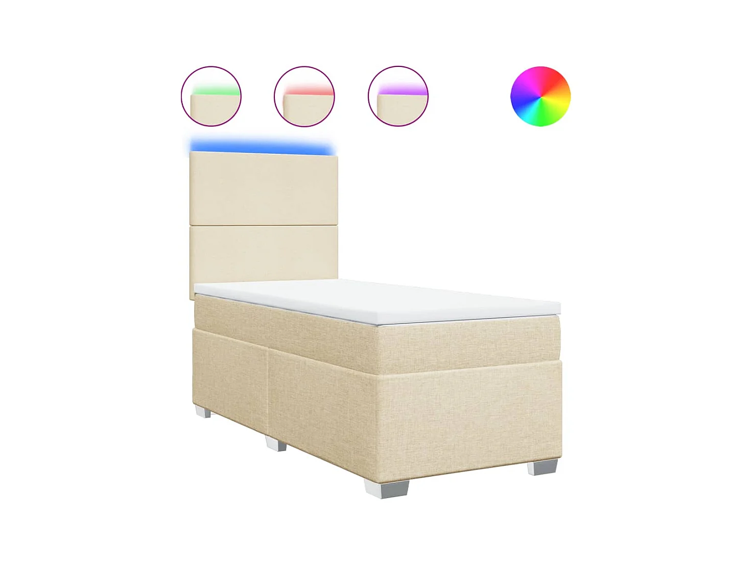 Boxspring met matras stof crèmekleurig 90x190 cm