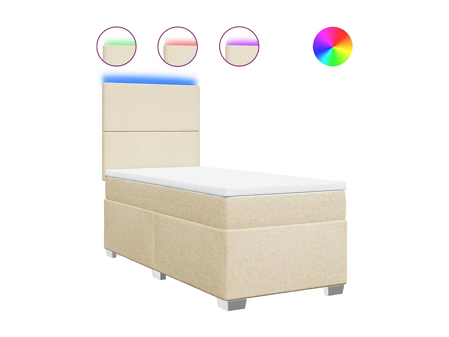 Giroletto a Molle con Materasso Crema 90x190 cm in Tessuto