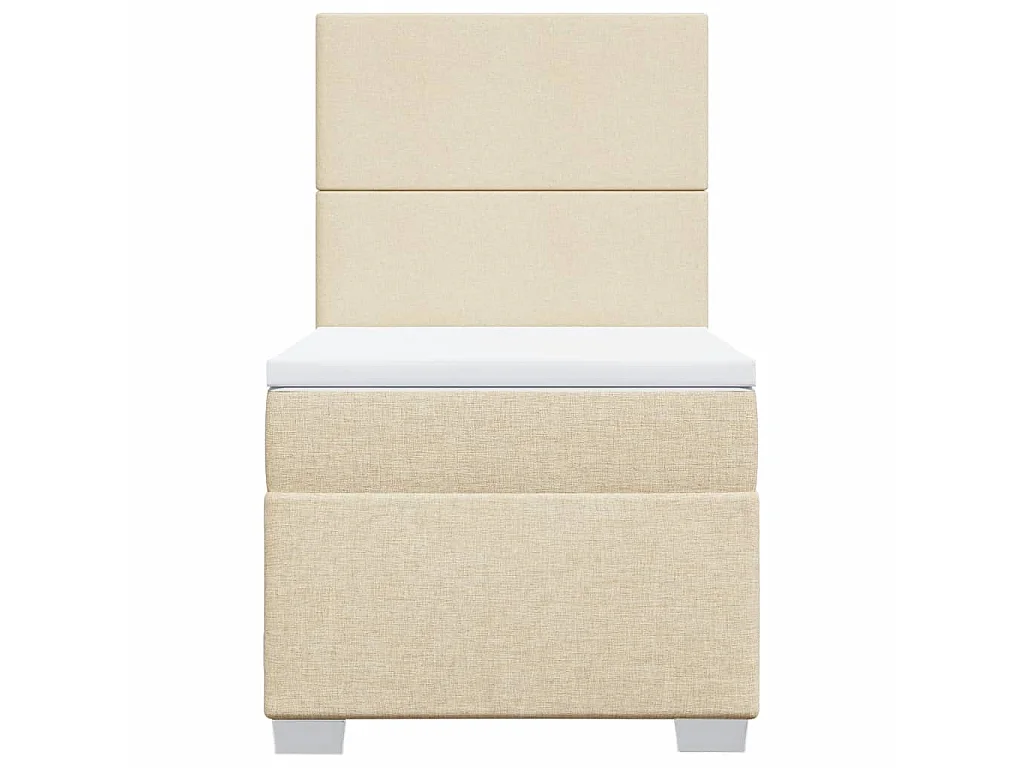 Cama box spring con colchón tela color crema 90x190 cm