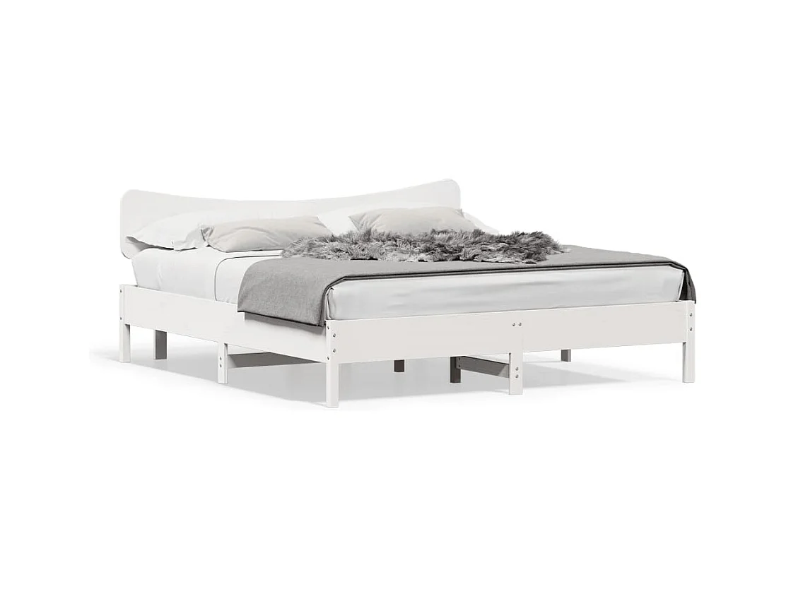 Cadre de lit sans matelas blanc 160x200 cm bois de pin massif