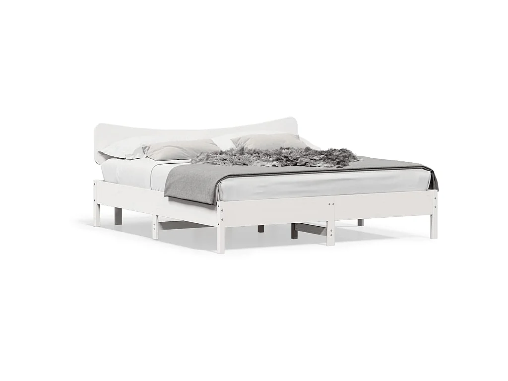Bedframe zonder matras massief grenenhout wit 160x200 cm