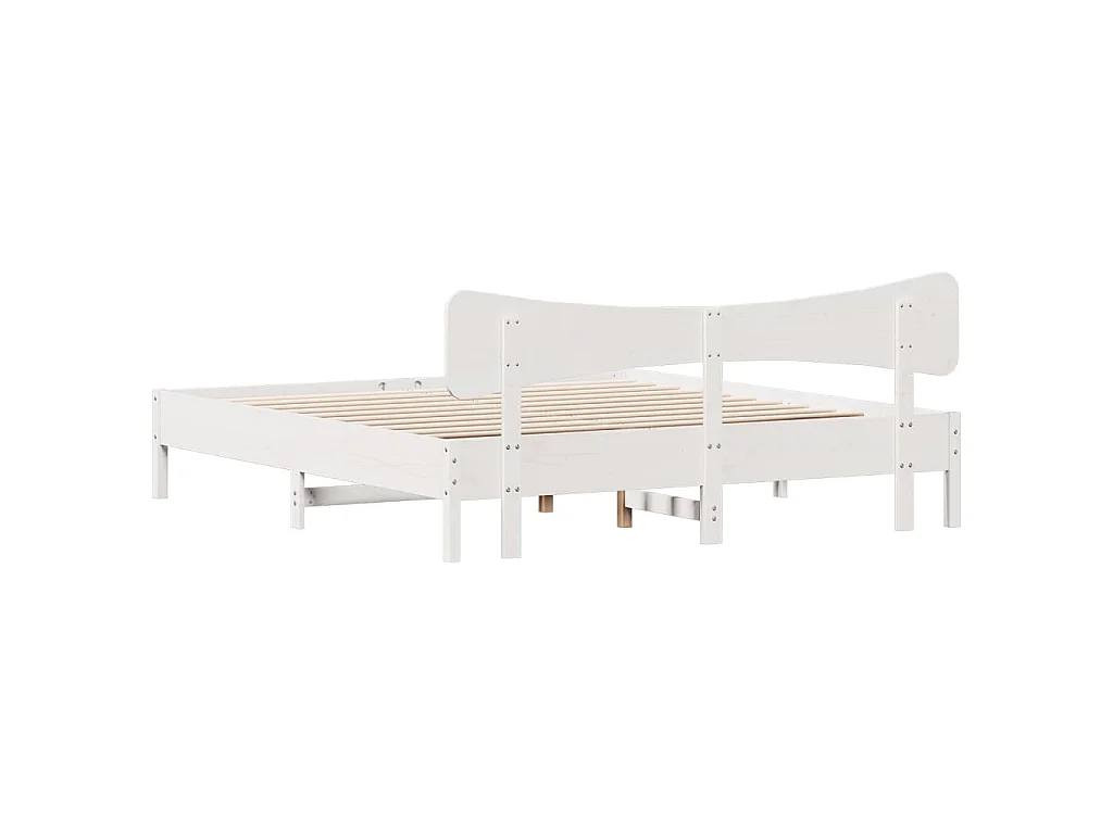 Bedframe zonder matras massief grenenhout wit 160x200 cm