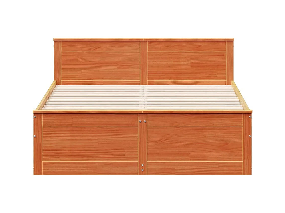 Cadre de lit sans matelas avec tête de lit brun cire 140x190 cm
